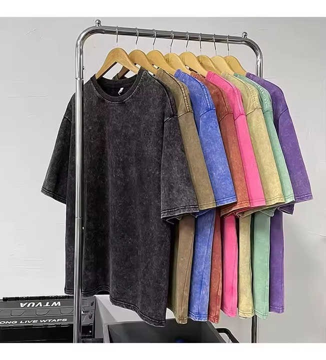 Factory Custom Logo Print 100% Cotton Unisex Vintage Oversize Black Acid Wash Plus Size Men'S T-shirt Blank Men Heavy T Shirt