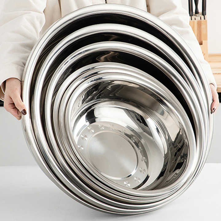 Custom Stainless Steel Washbowl Large Wash Basin Home Kitchen Food Container Storage Mixing Bowl Soup Basin