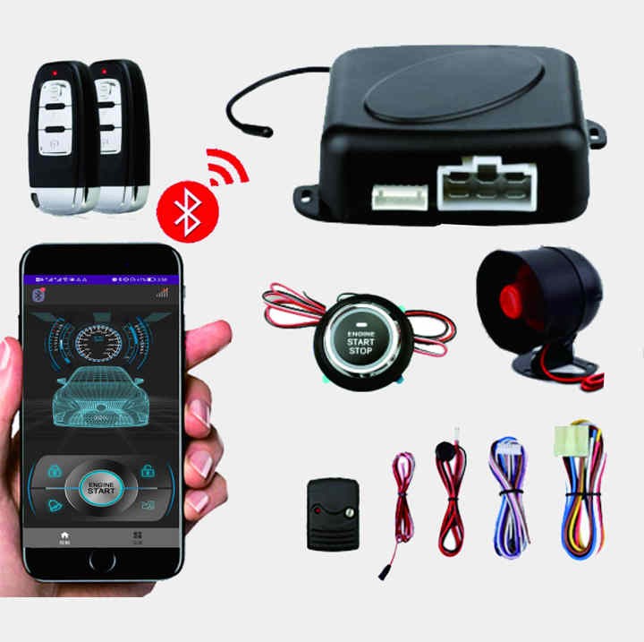 Small Phone APP Control Pke Push Start Car Alarm System with Remote Engine Start