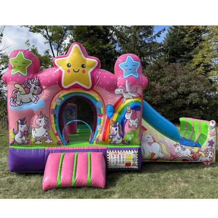 Inflatable Toys Accessories Commercial PVC Star unicorn Wet Dry Slide Bouncy Castle for Jumping