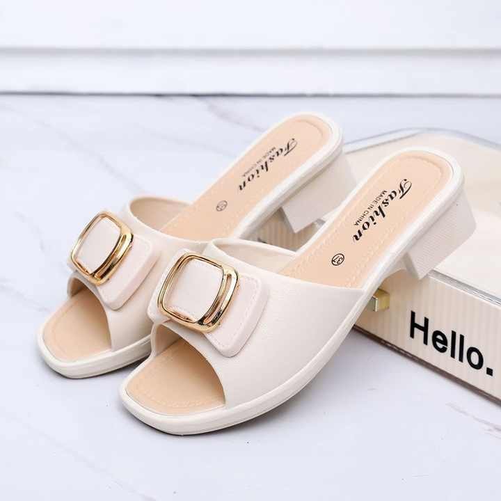 New Summer Hot Selling Women's Shoes Fashion Metal Buckle Low-heeled Sandals Daily slippers Outdoor Casual Loafers