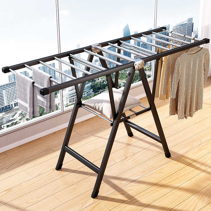 Household Metal Foldable Clothes Drying Rack Organizer for Clothes Iron Plastic Shoes Storage Bag for Home Wardrobe & Bathroom