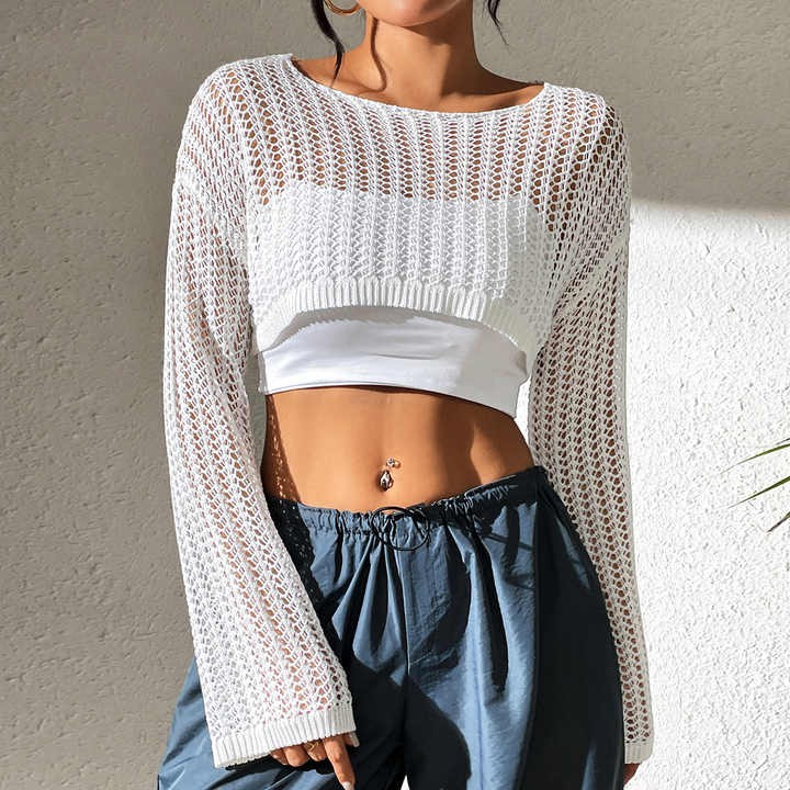 Women Cropped Knitted Sweater Short Sleeve Tops Ladies Knitwear Short Pullover Sweater Mujer Corto Blouse OEM Wholesale 2025