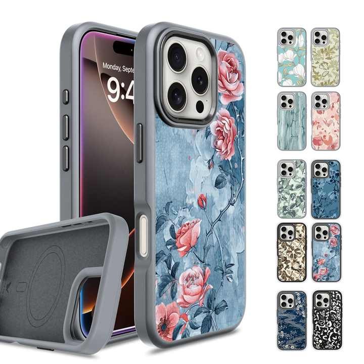 Customized Magnet PU Leather Print With Metal Camera Ring Mobile Phone Cases for iPhone 16 Pro Max Matte TPU Shockproof Cover